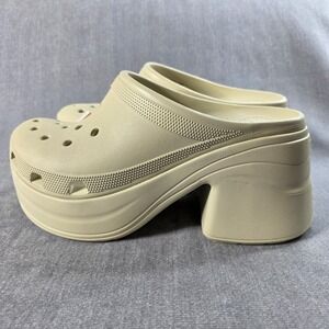 Crocs Siren Clog Women 11 Bone New Platform Block Heel Mule 208547-2Y2